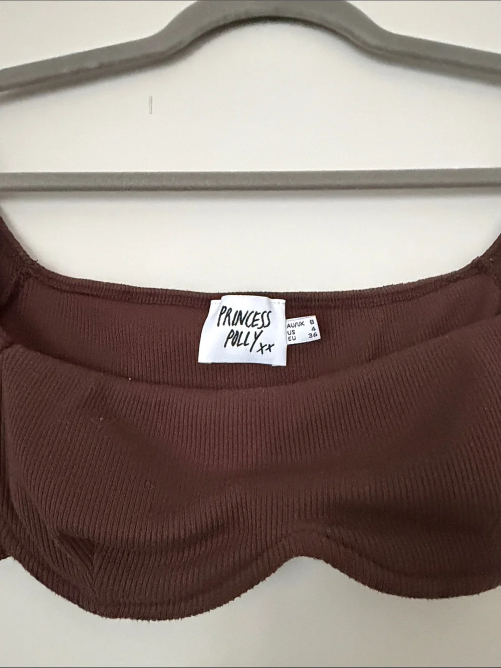 Princess Polly Brown Long Sleeve Underwire Mini Top